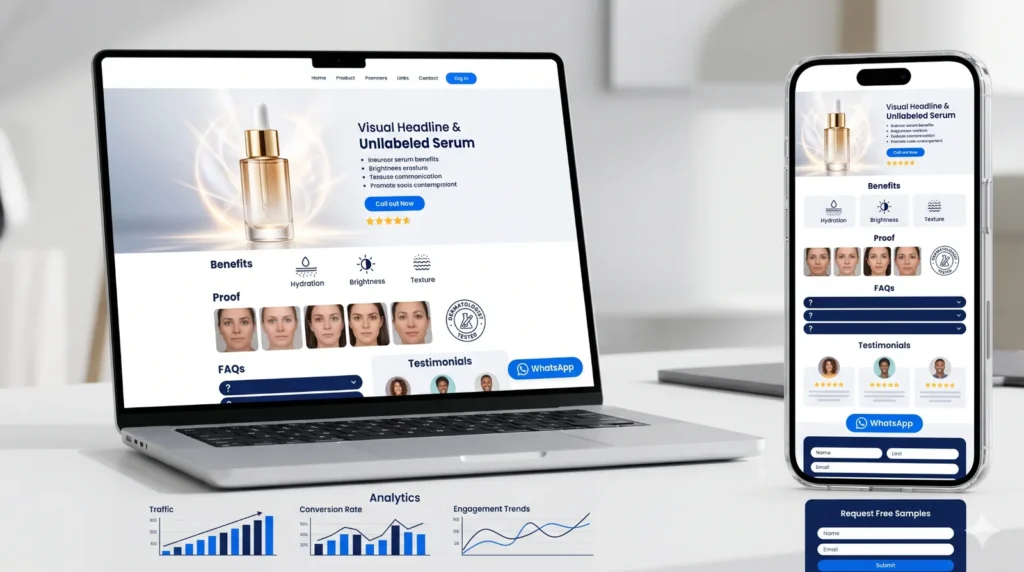 Landing page para vender cosméticos y captar clientes.