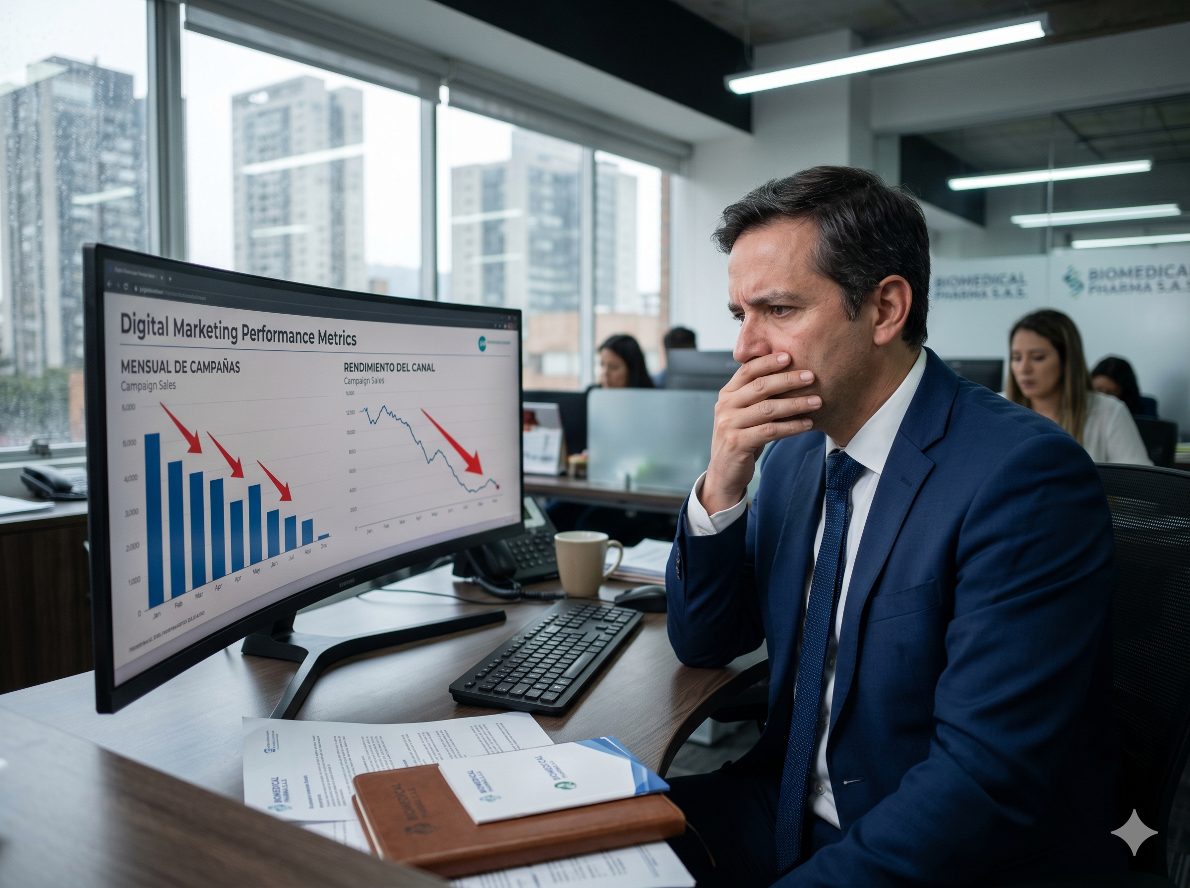 Gerente frustrado antes de MarketingFarma